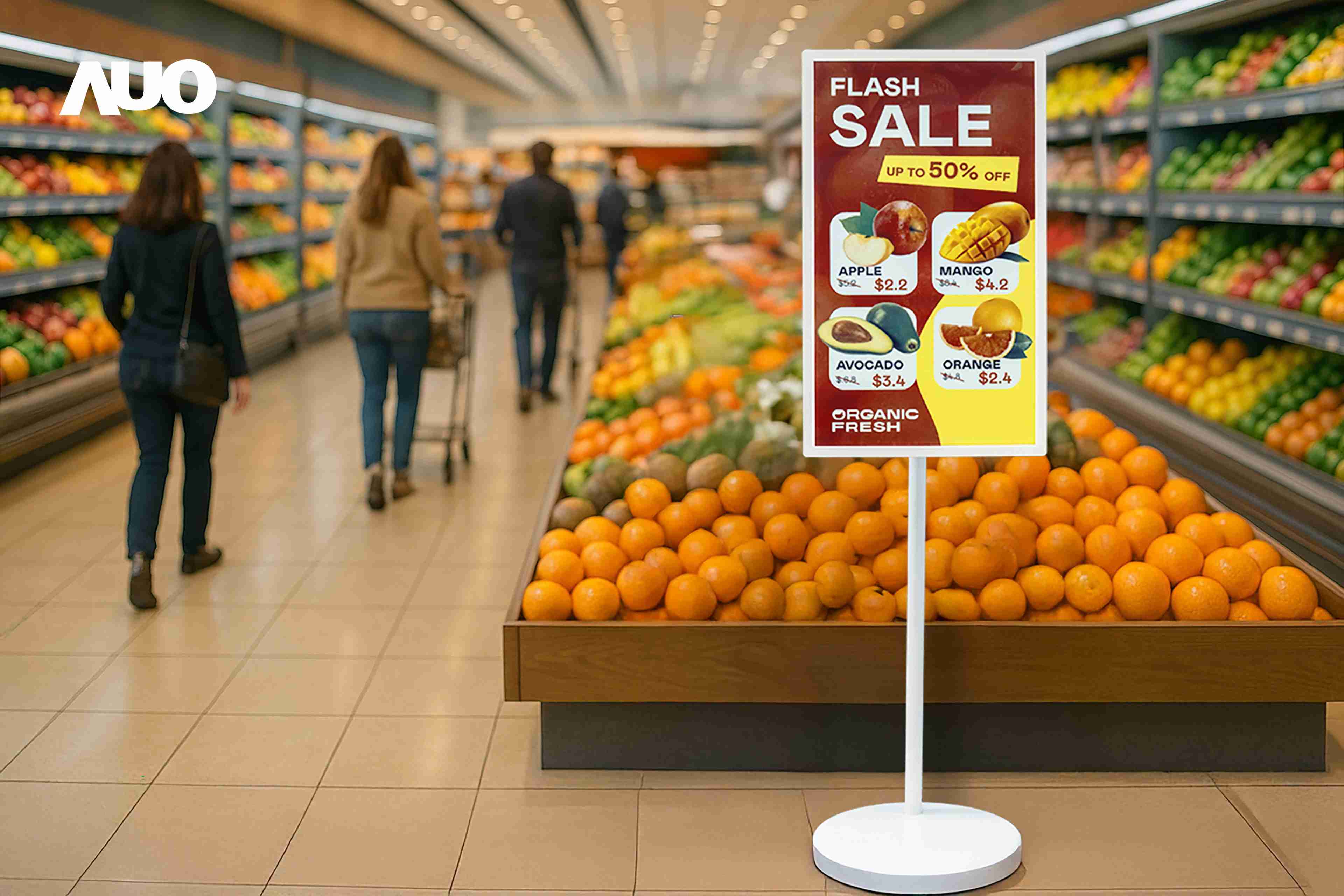 达擎首亮相低功耗、、全彩的〝aecoPost电子纸解决方案〞，，，，仅在更新画面时需要微量的电力驱动，，，无需布建电线的便捷设计，，，，使其可灵活应用、、随意置放，，，，并可透过云端或行动装置app，，，轻松管理及排程广告内容，，，晋升店头营销利器。。。